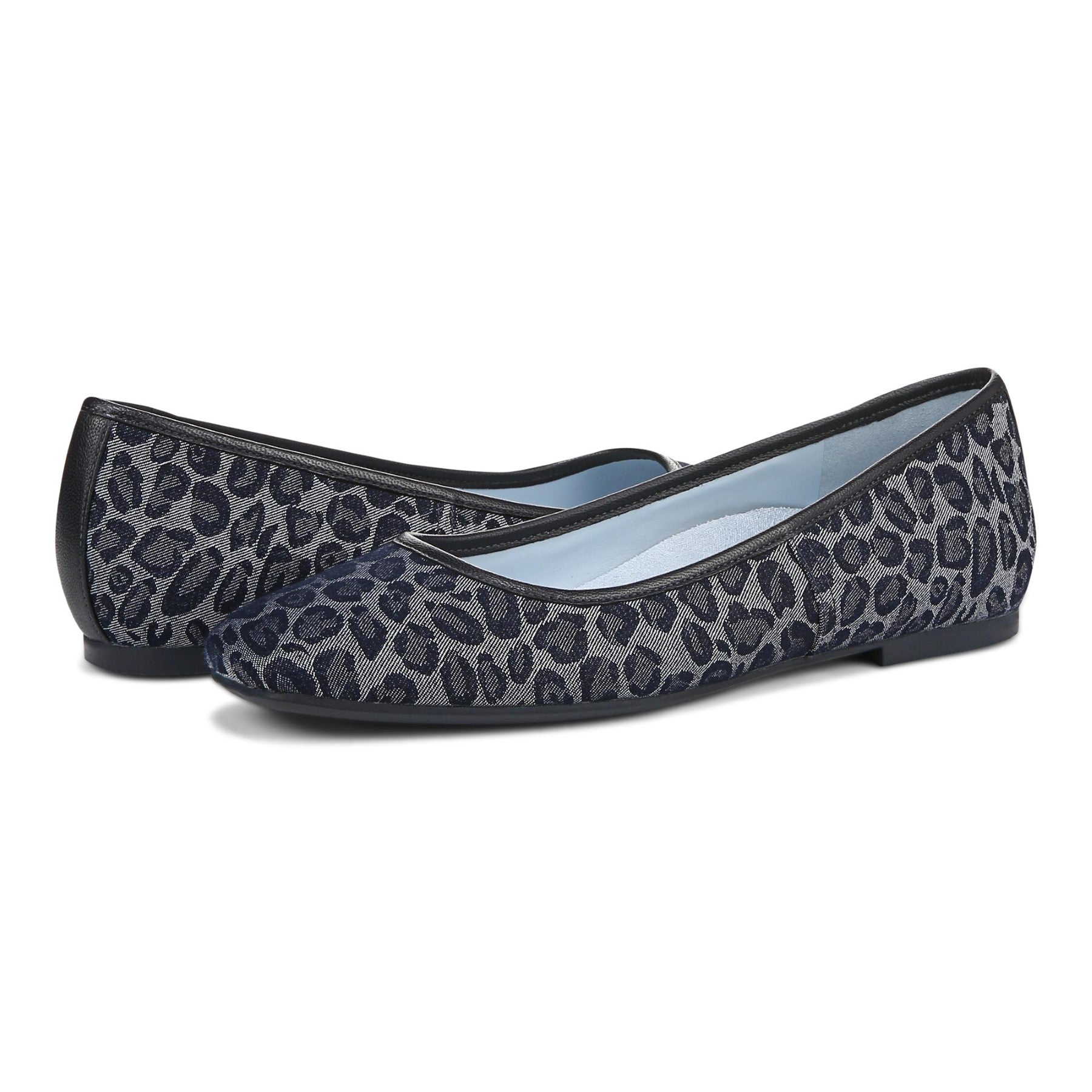 Vionic Orinda Women's Square Toe Ballet Flat - Denim Multi - pair left angle