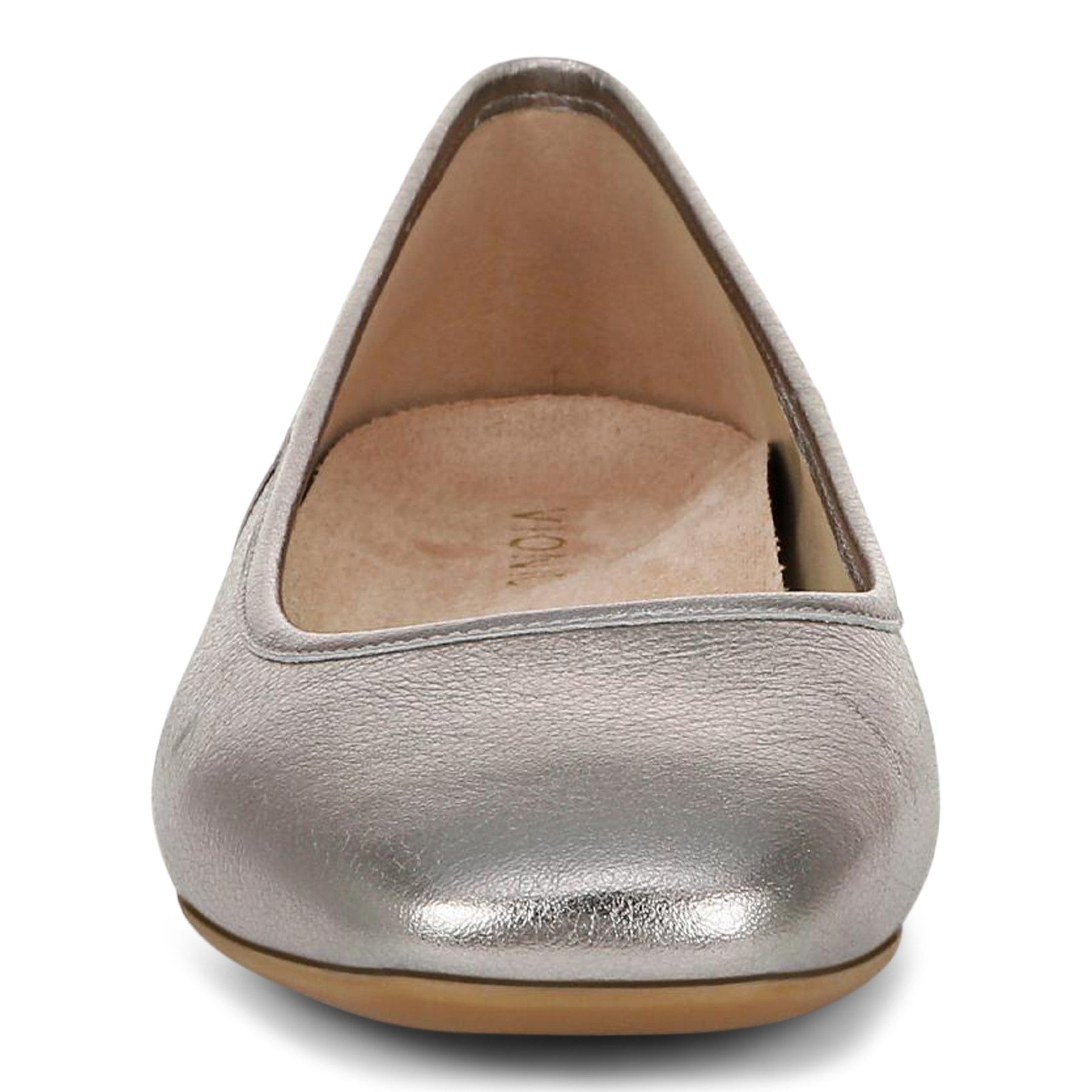 Vionic Orinda Women's Square Toe Ballet Flat - Pewter Metallic - Front