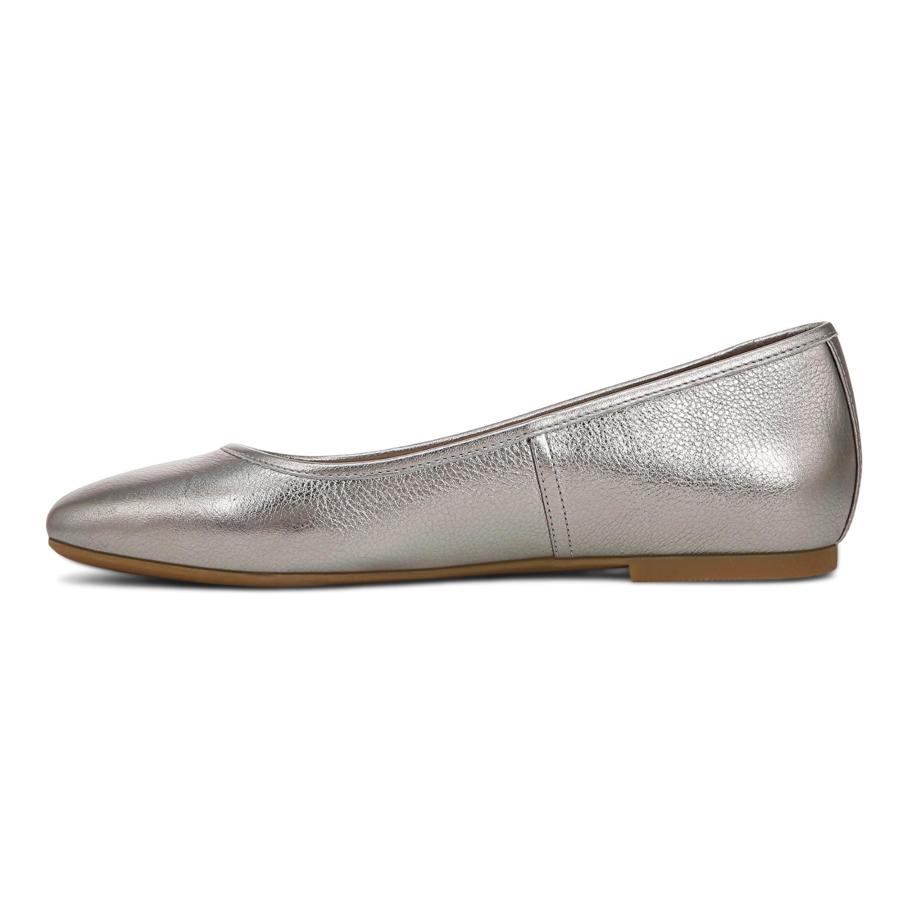 Vionic Orinda Women's Square Toe Ballet Flat - Pewter Metallic - Left Side