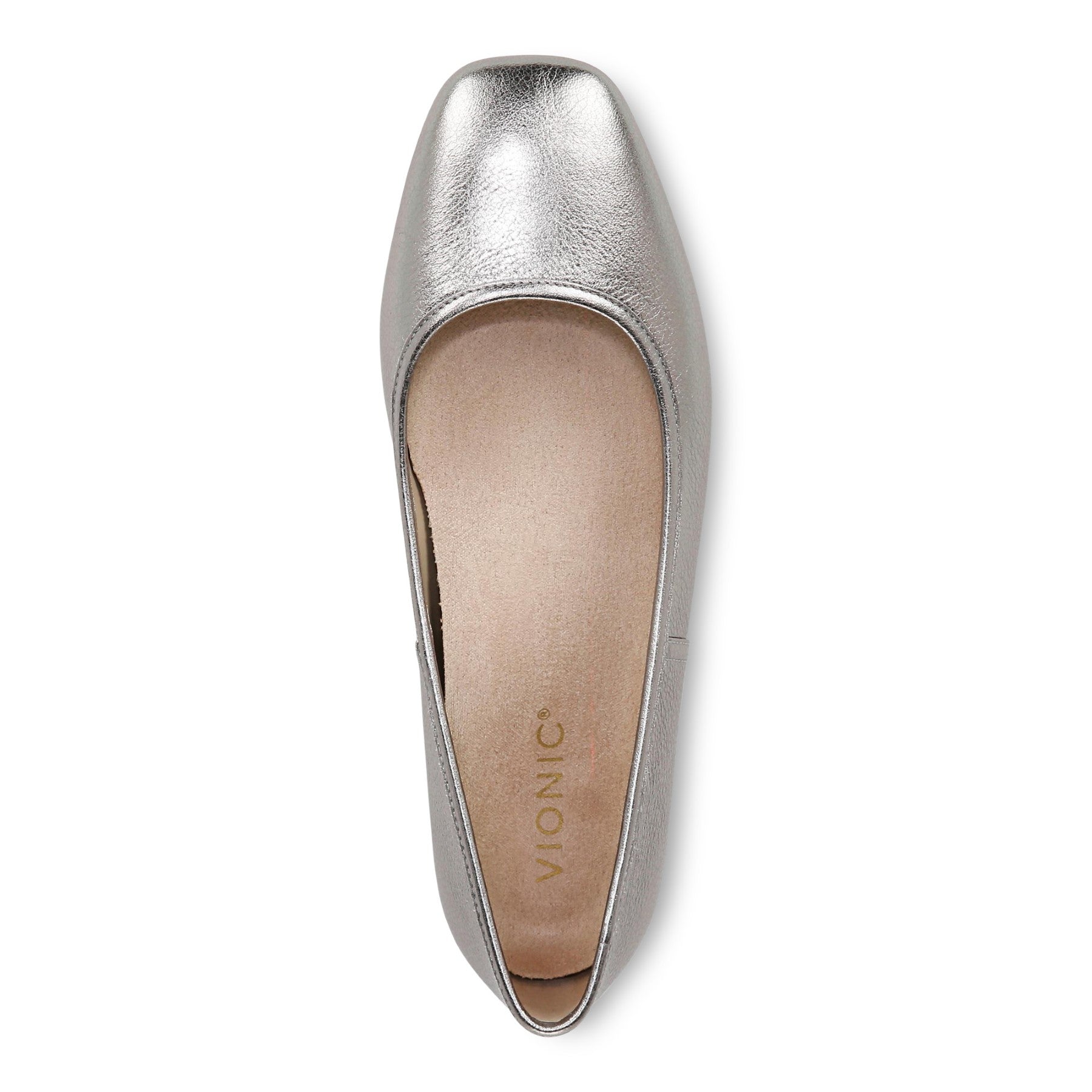 Vionic Orinda Women's Square Toe Ballet Flat - Pewter Metallic - Top