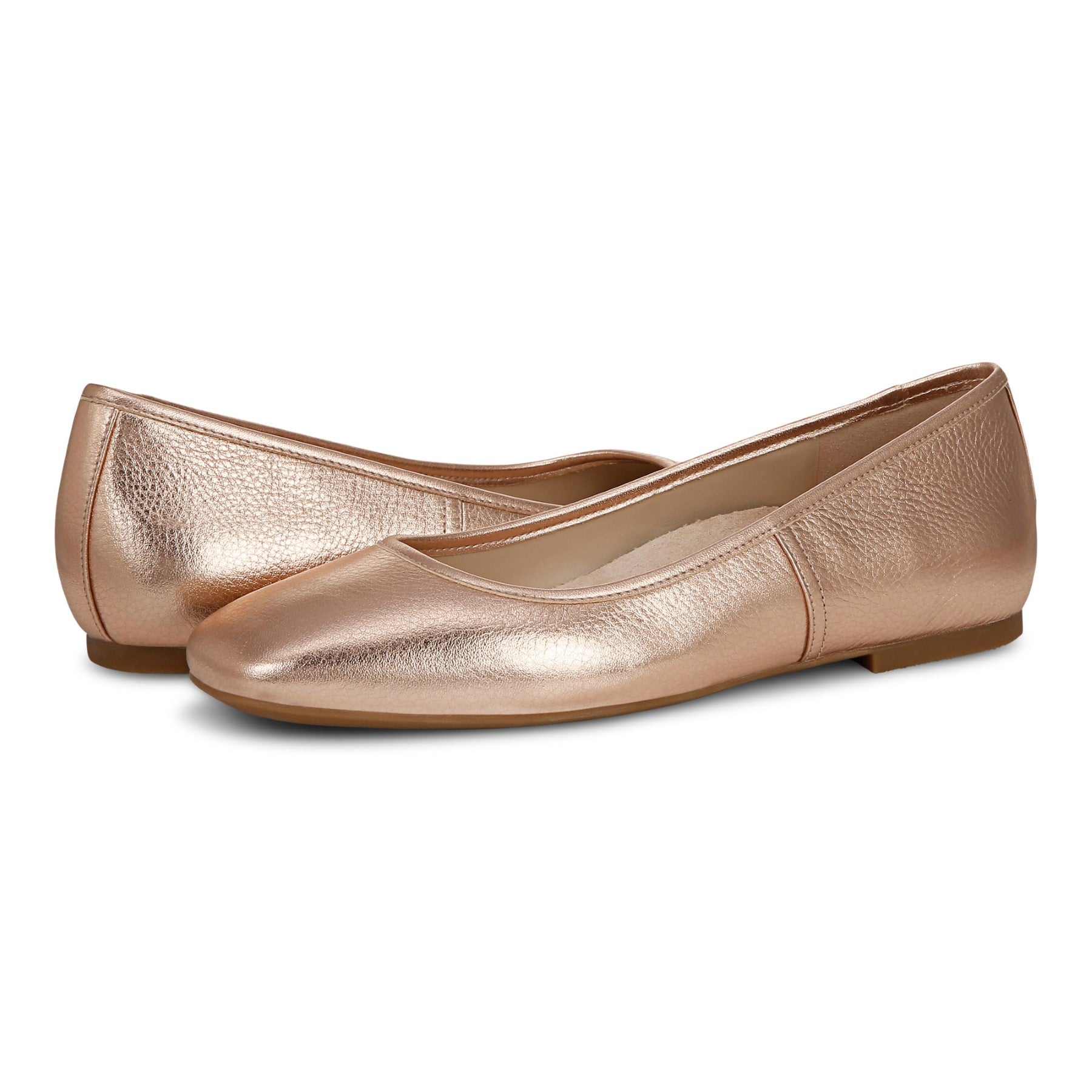 Vionic Orinda Women's Square Toe Ballet Flat - Rose Gold - pair left angle