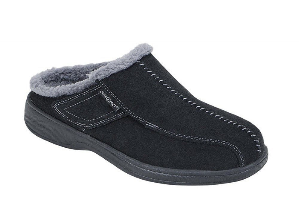 Orthofeet Asheville Supportive Men's Slippers in Black