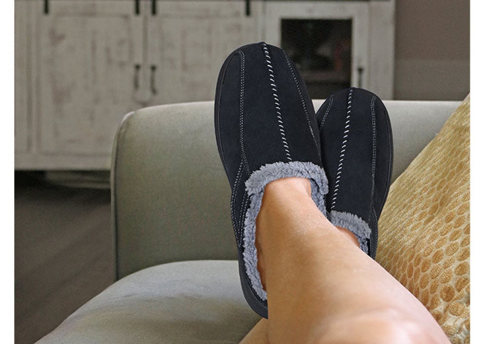 OrthoFeet Asheville Men's Slippers - Black - 2