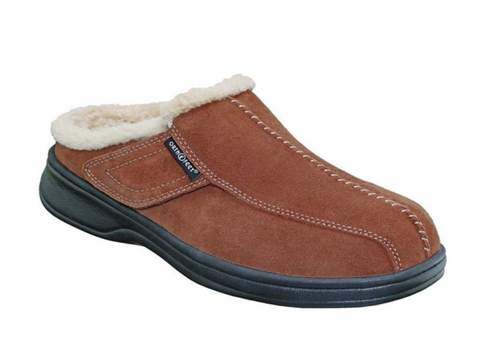 Orthofeet Asheville Supportive Men's Slippers in Brown