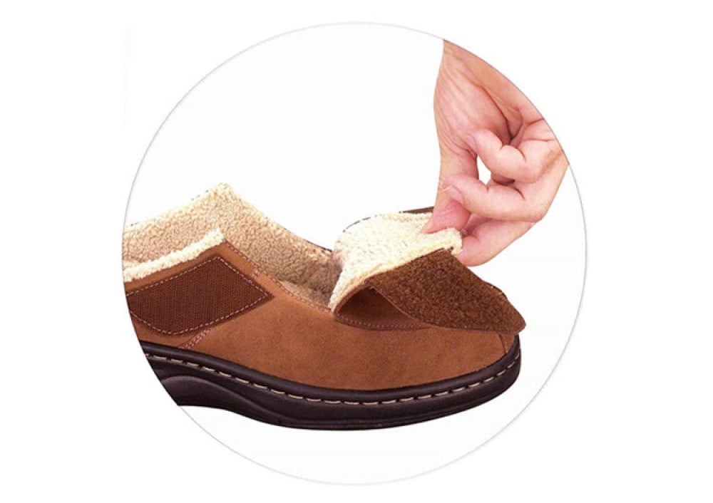 OrthoFeet Asheville Men's Slippers - Brown - 3