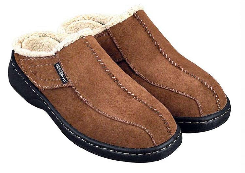 OrthoFeet Asheville Men's Slippers - Brown - 5