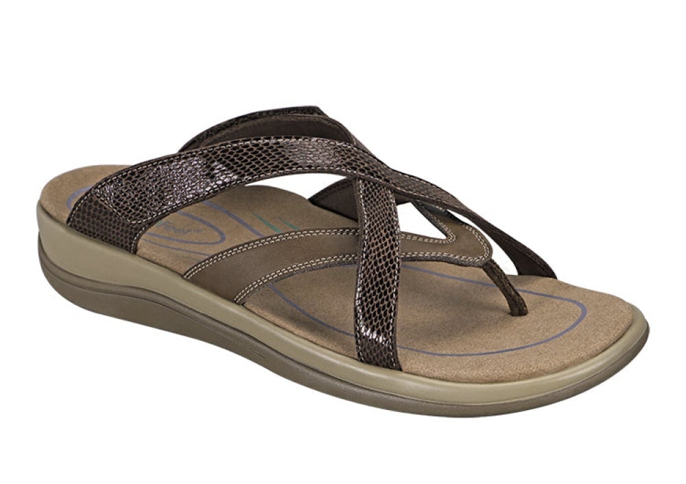 OrthoFeet Clio Women's Sandals Heel Strap - Brown - 1