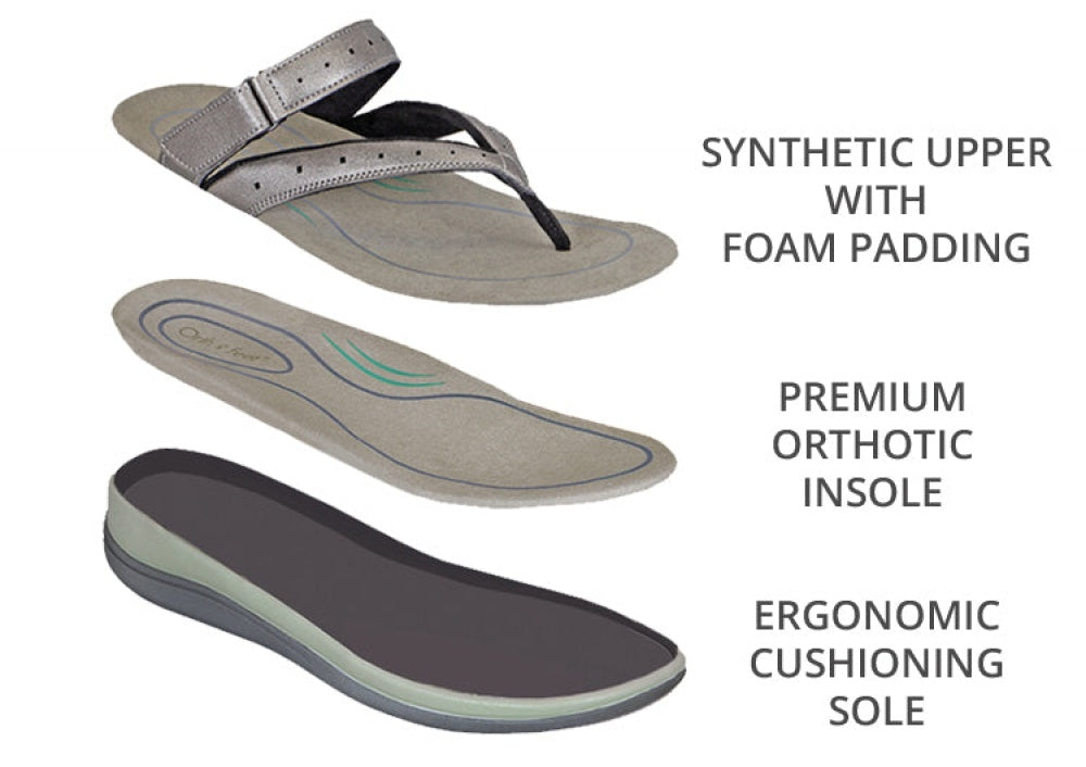 OrthoFeet Gaya Women's Sandals - Pewter - 3