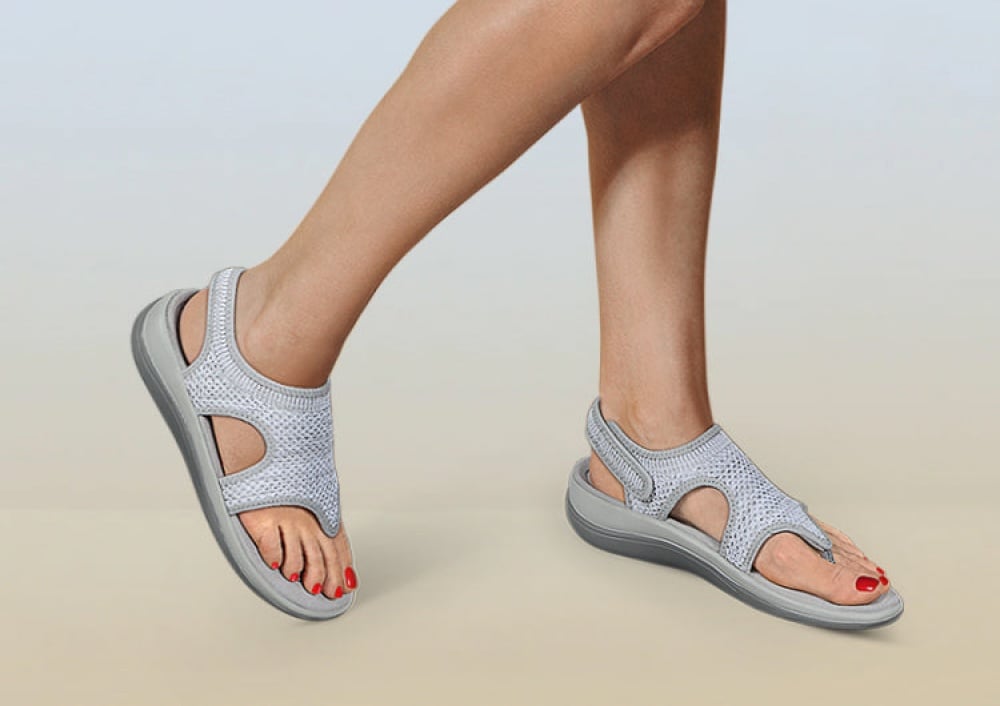 OrthoFeet Lyra Women's Sandals Heel Strap - Gray - 2