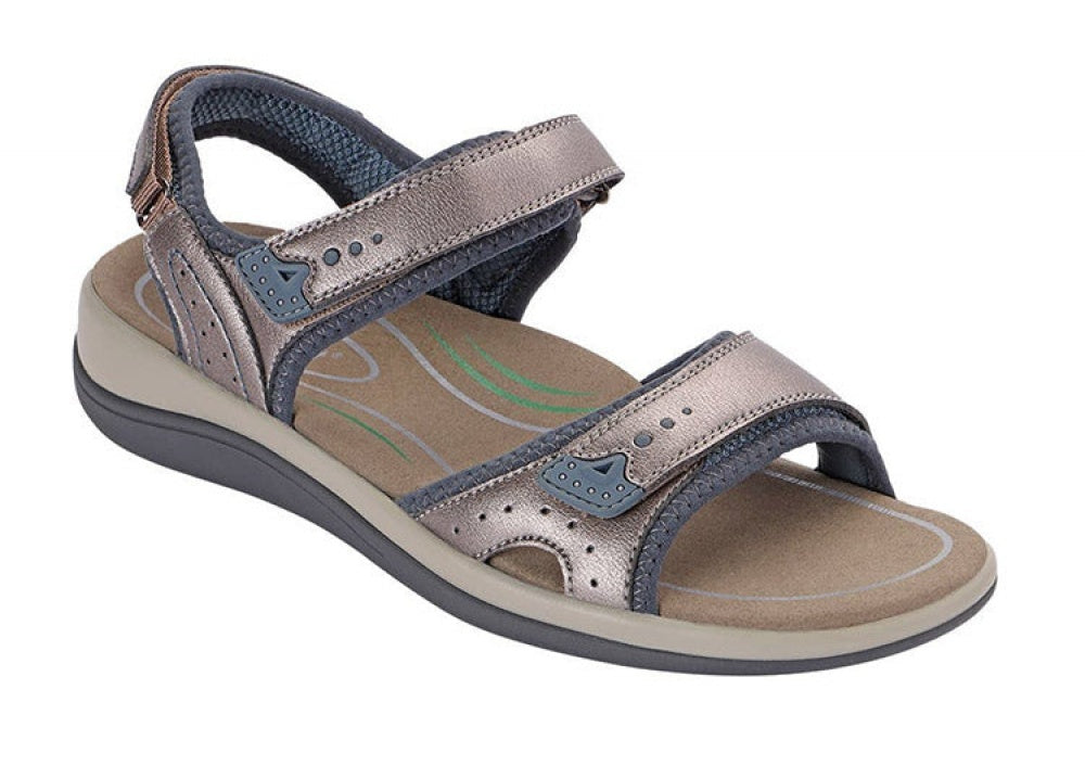 OrthoFeet Malibu Two Way Strap Women's Sandals Heel Strap - Pewter - 17