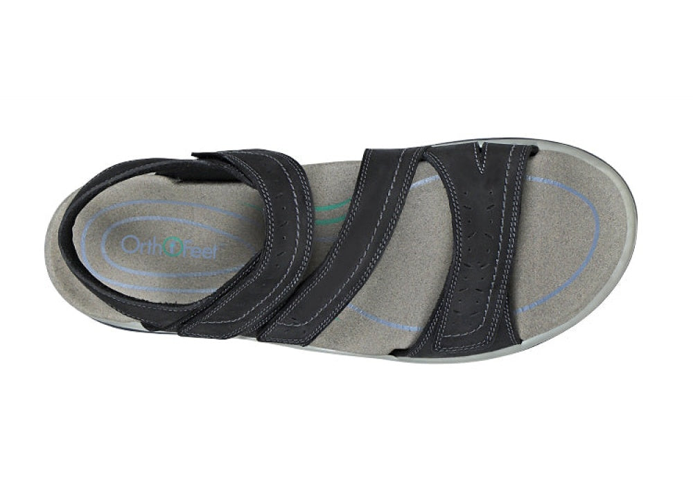 OrthoFeet Naxos Two Way Strap Women's Sandals Heel Strap - Black - 8