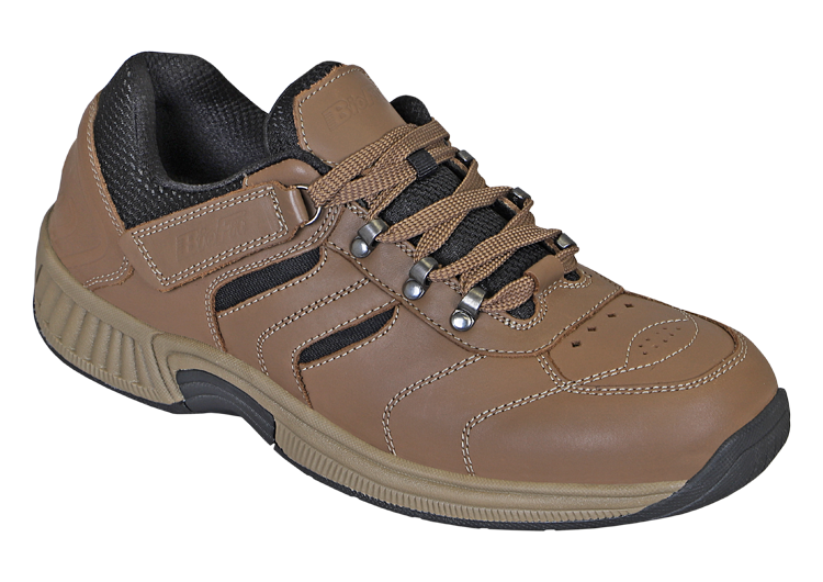 OrthoFeet Shreveport Tie Men's Sneakers Tie-Less - Brown - Angle Main