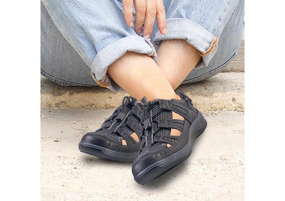 OrthoFeet Verona Heel Strap Women's Sandals Heel Strap - Black - 2