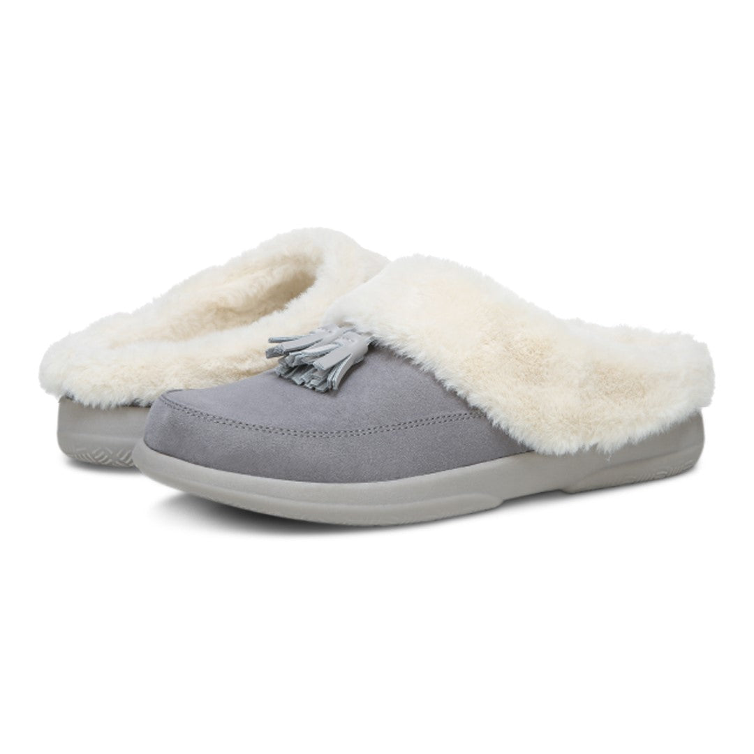 Vionic Perrin Womens Mule/Clog Casual - Charcoal Micro - pair left angle