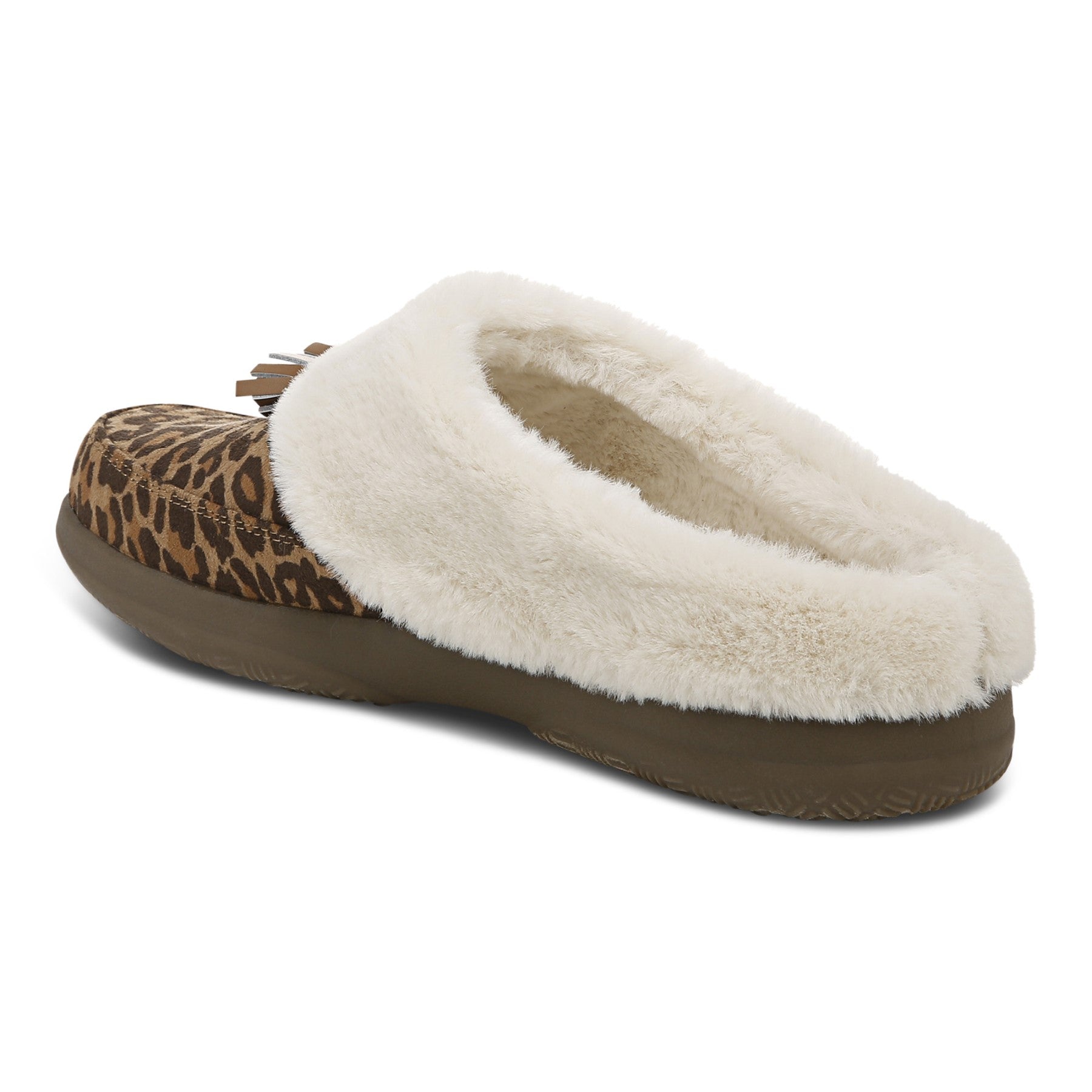 Vionic Perrin Women's Arch Supportive Slipper - Tan Leopard - Back angle