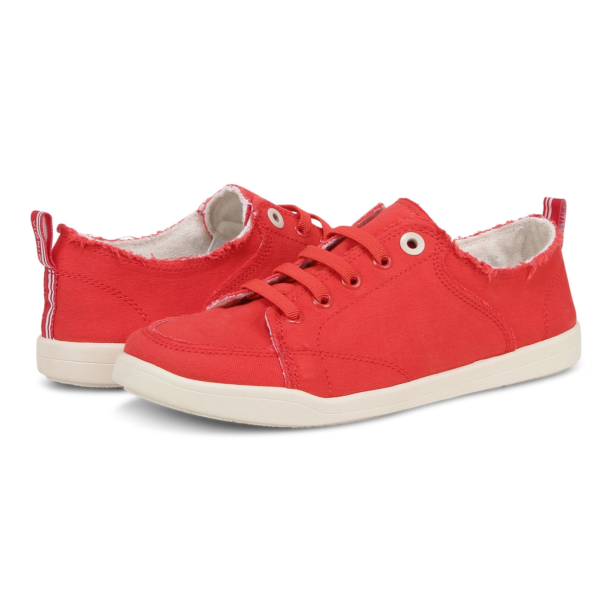 Vionic Pismo Women's Casual Supportive Sneaker - Red Canvas - pair left angle
