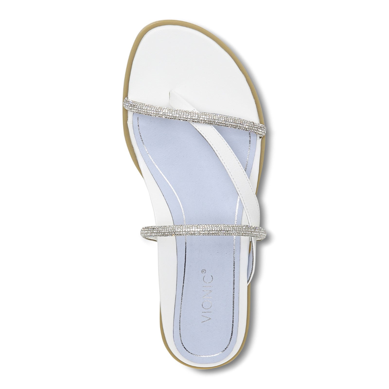 Vionic Prism Womens Slide Sandals - White Leather - Top