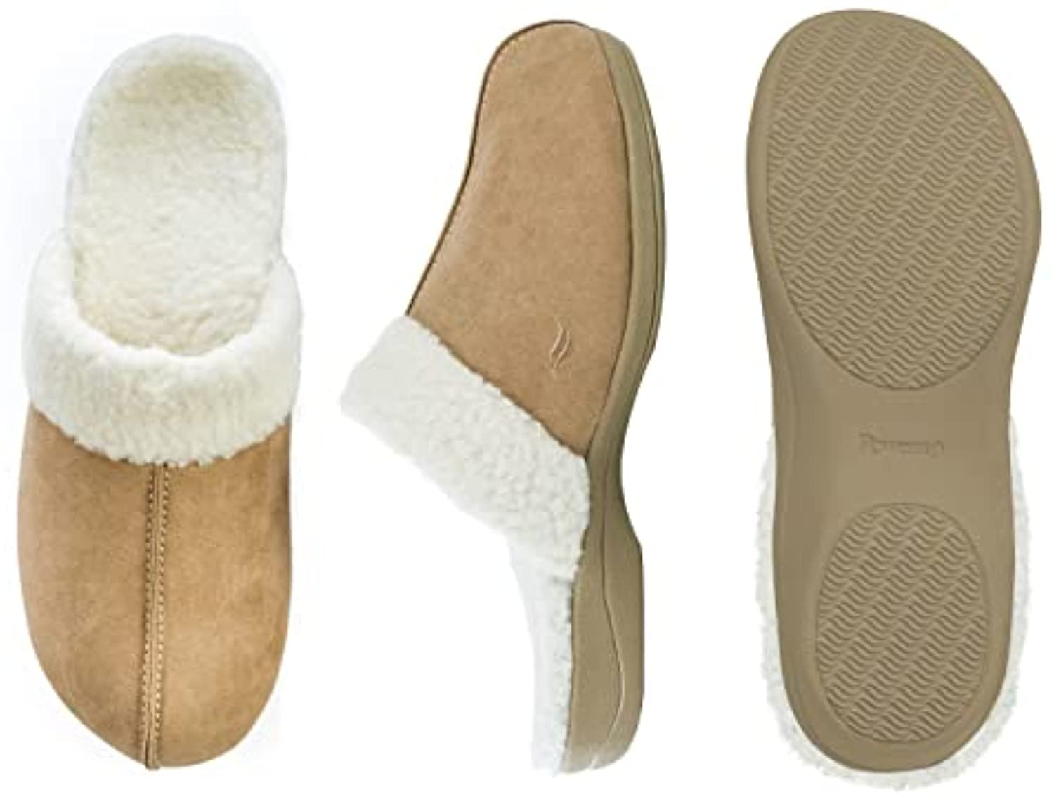 Powerstep Luxe Women's Orthotic Slippers - Memory Foam Slip-Ons with Arch Support - Taupe Open Back