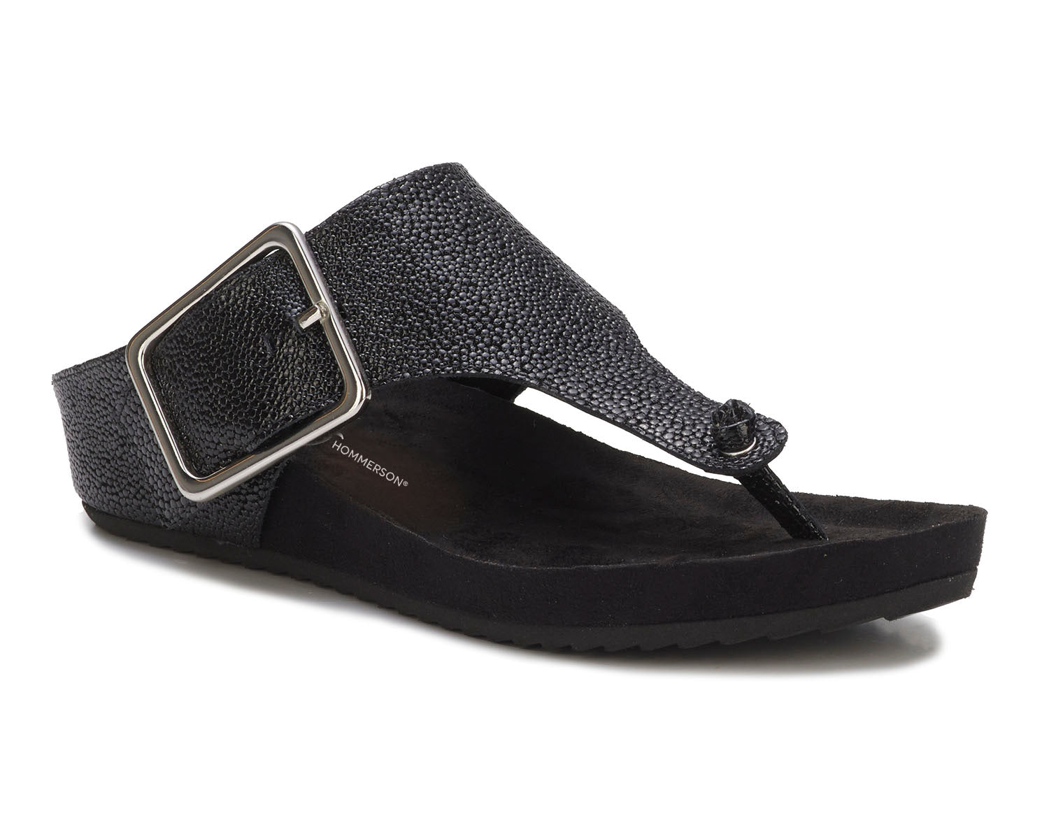 Black Patent Pebbled Leather