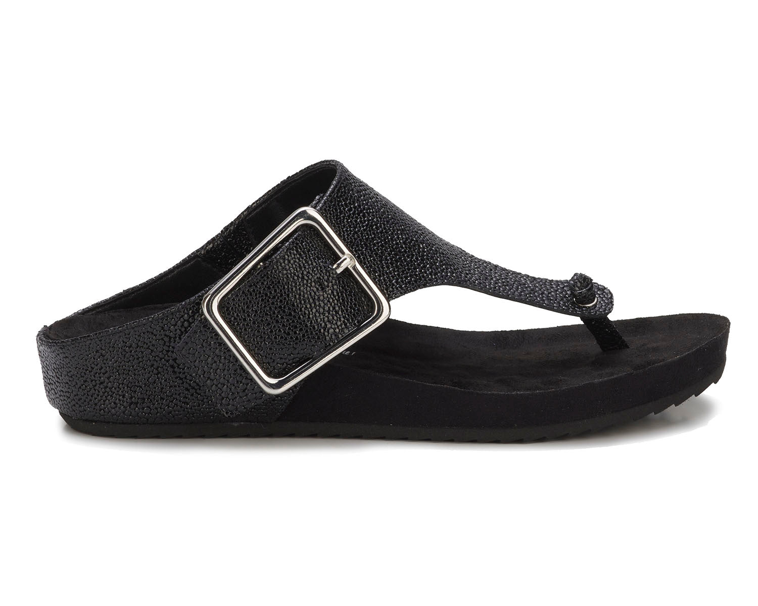 Ros Hommerson Phoebe Women's Sandal - Black Patent Pebbled Leather - Outside View