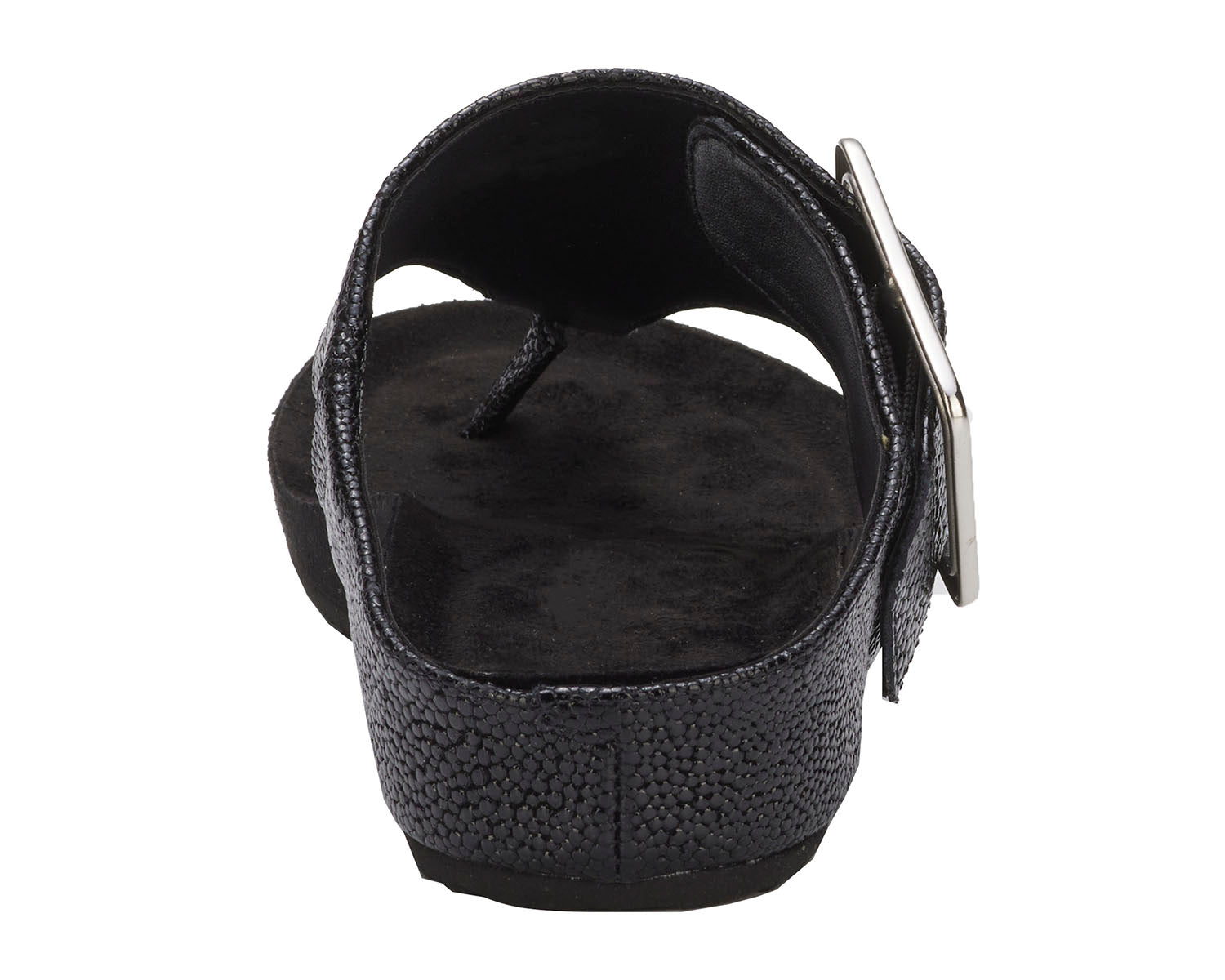 Ros Hommerson Phoebe Women's Sandal - Black Patent Pebbled Leather - Back View