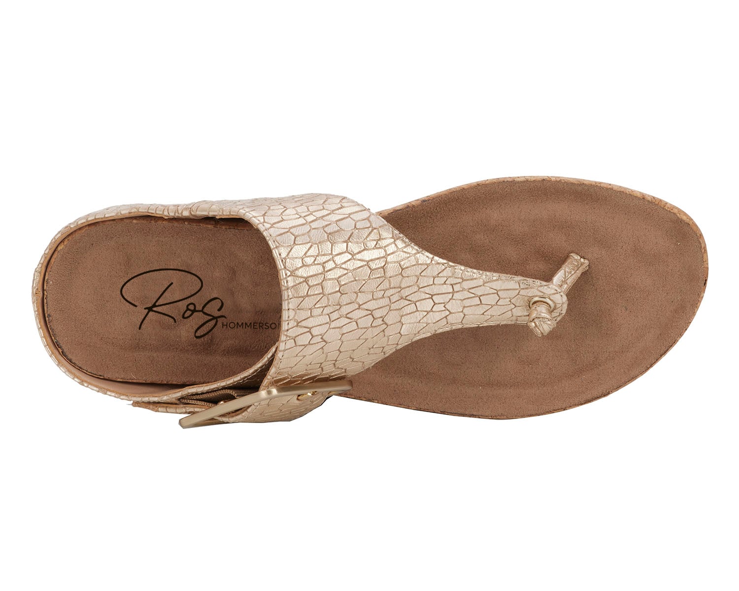 Ros Hommerson Phoebe Women's Sandal - Gold Metallic Crinkle Leather - Sole View