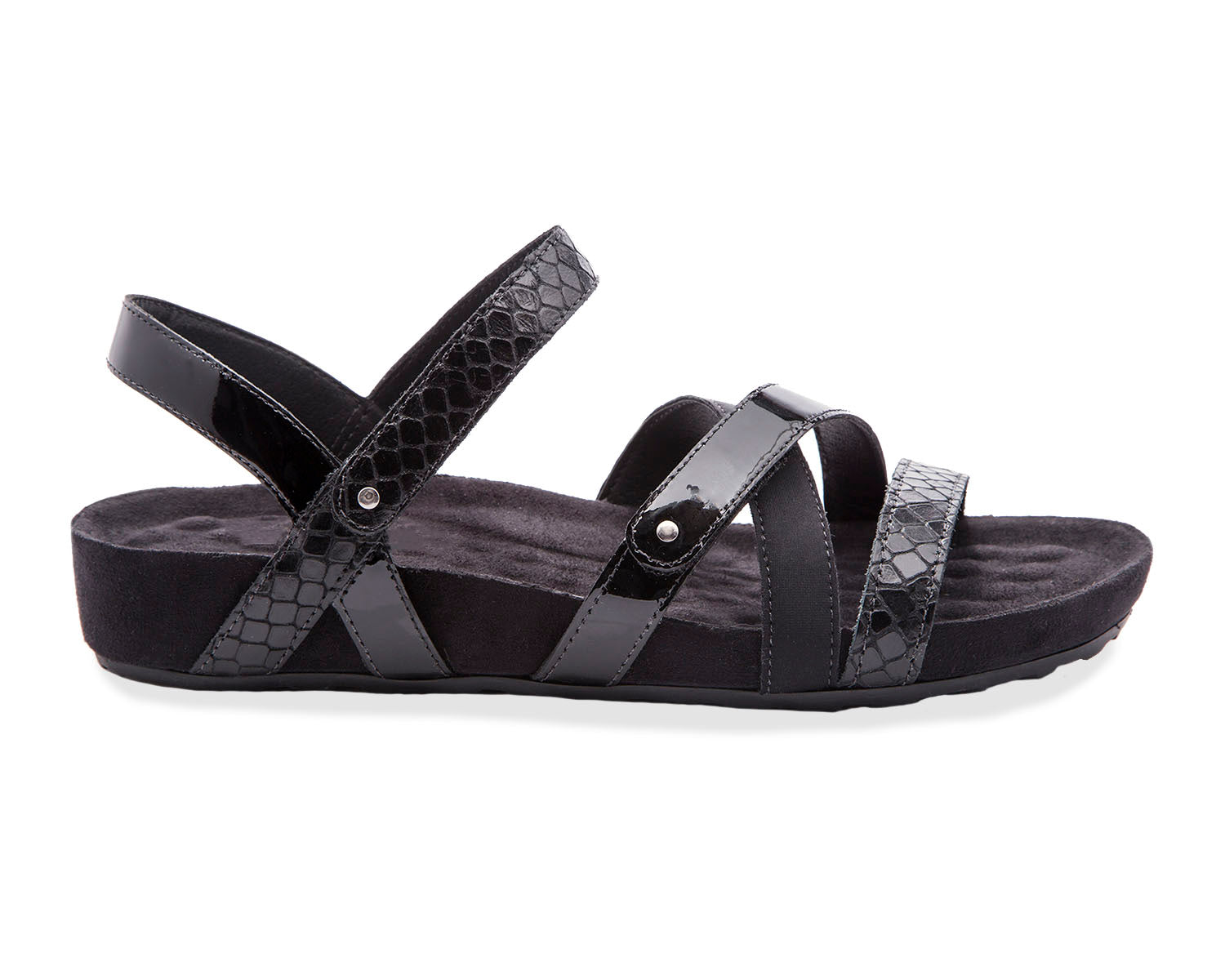 Ros Hommerson Pool Women's Sandal - Black Textured Multi Leather - Outside View