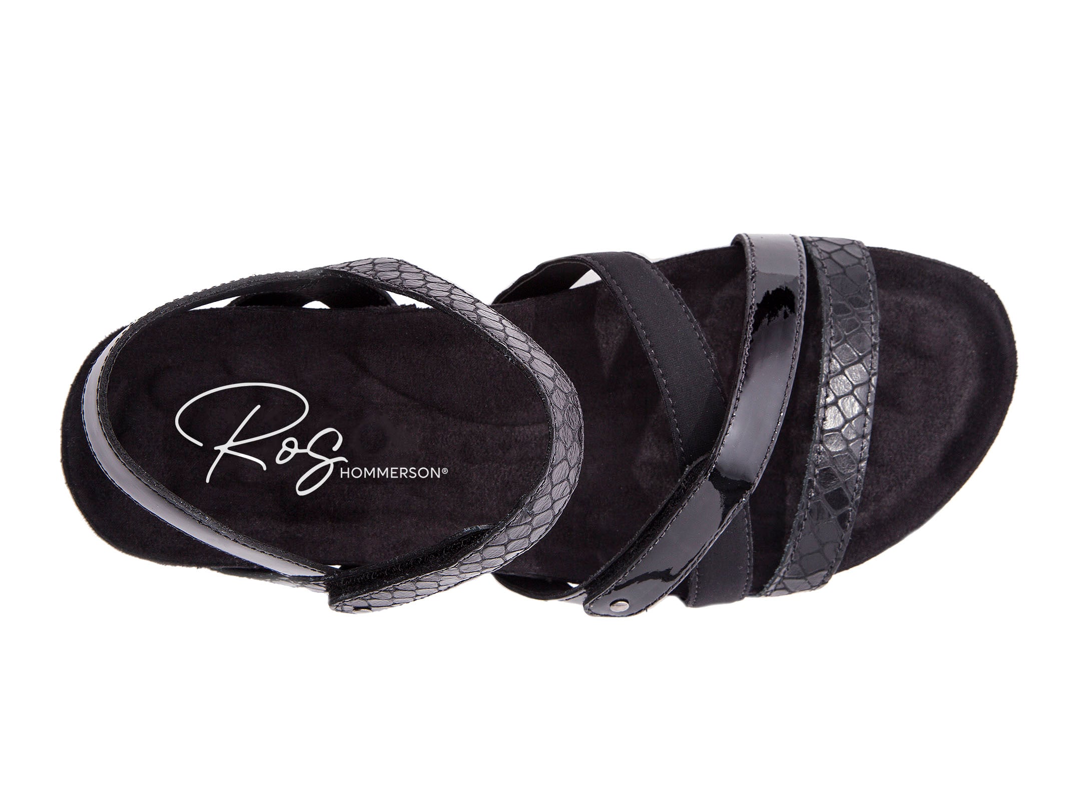 Ros Hommerson Pool Women's Sandal - Black Textured Multi Leather - Sole View