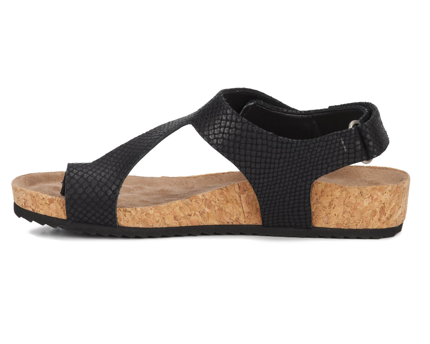 Ros Hommerson Preston Women's Sandal - Black Matte Snake Leather - Inside View