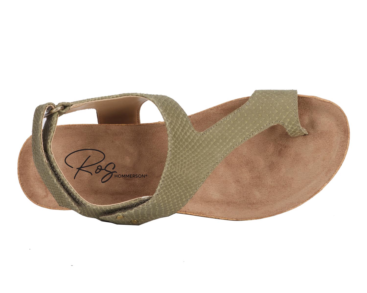 Ros Hommerson Preston Women's Sandal - Olive Matte Snake Leather - Sole View