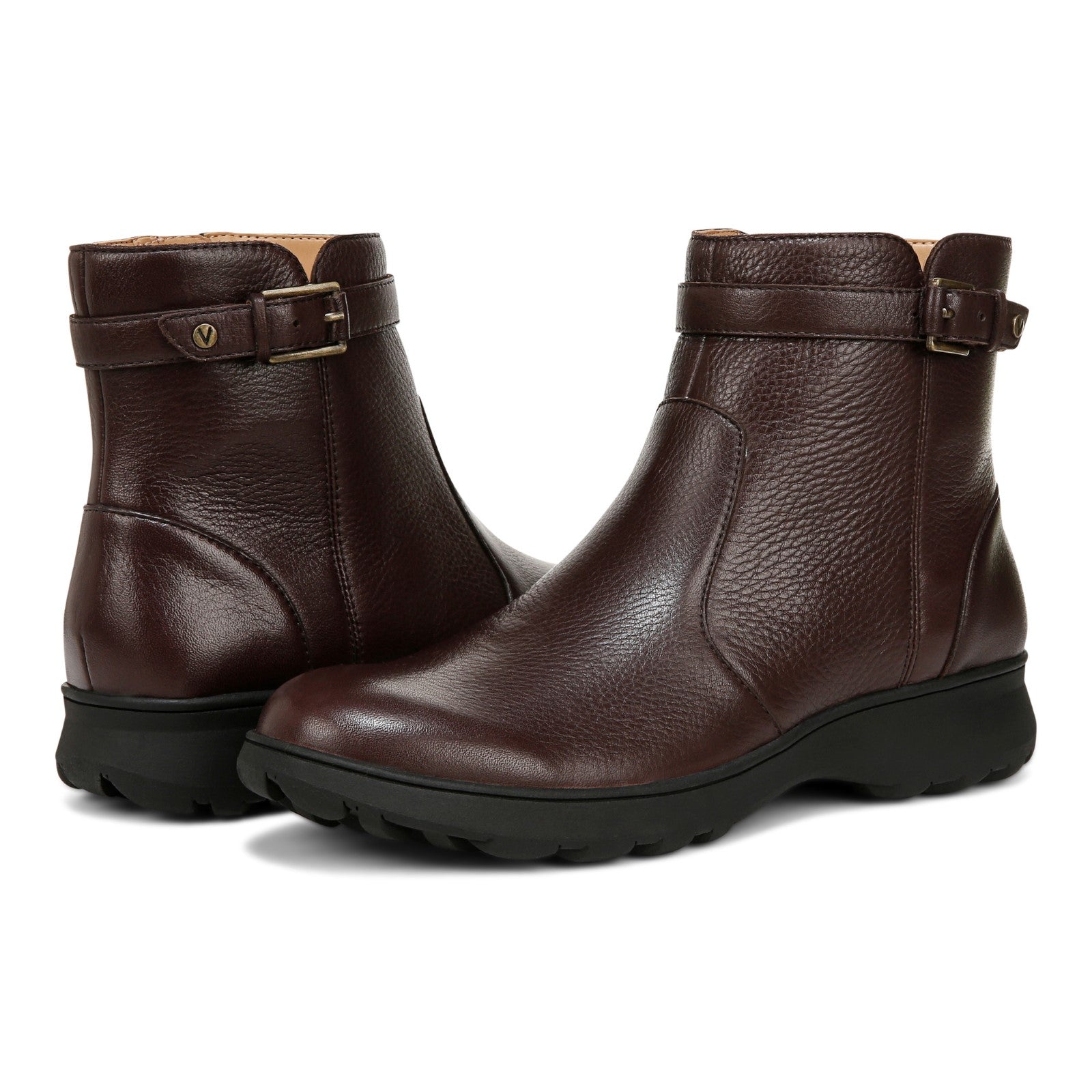Vionic Redding womens Ankle/Bootie Short Boot - Chocolate Ganache - pair left angle