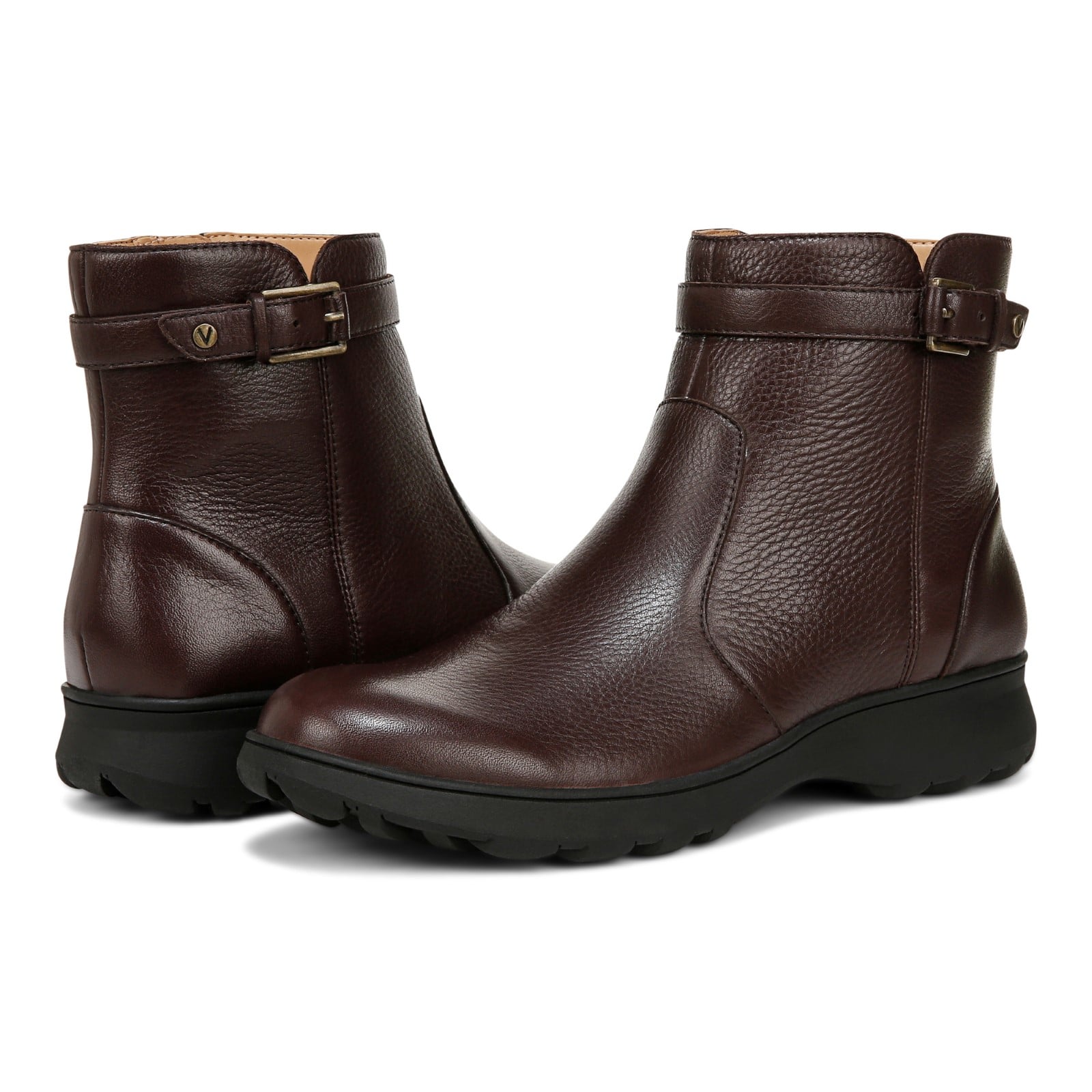 Vionic Redding womens Ankle/Bootie Short Boot - Chocolate Ganache - pair left angle
