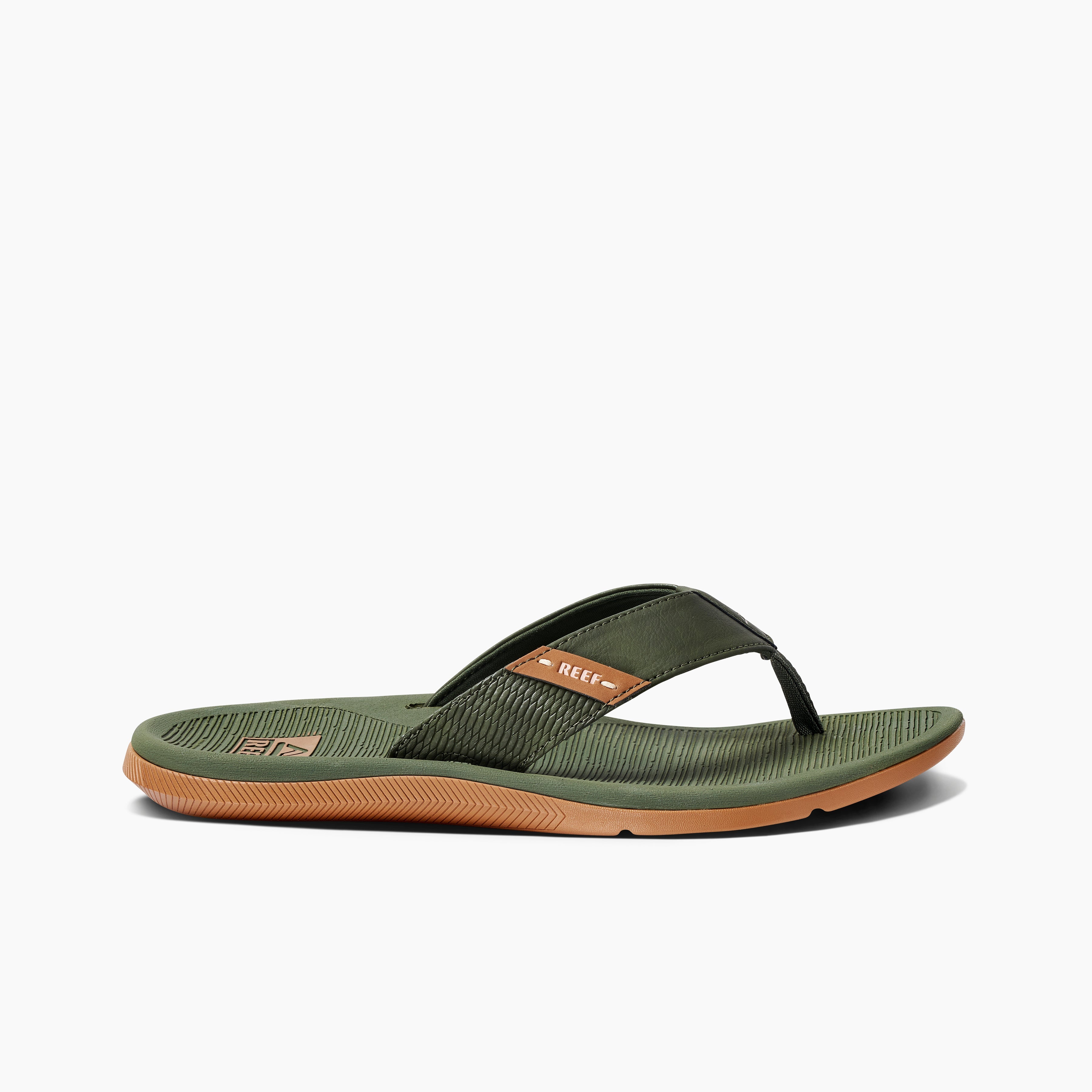 Men\'s Beach Sandals - Reef Santa Ana - Olive/gum - Side