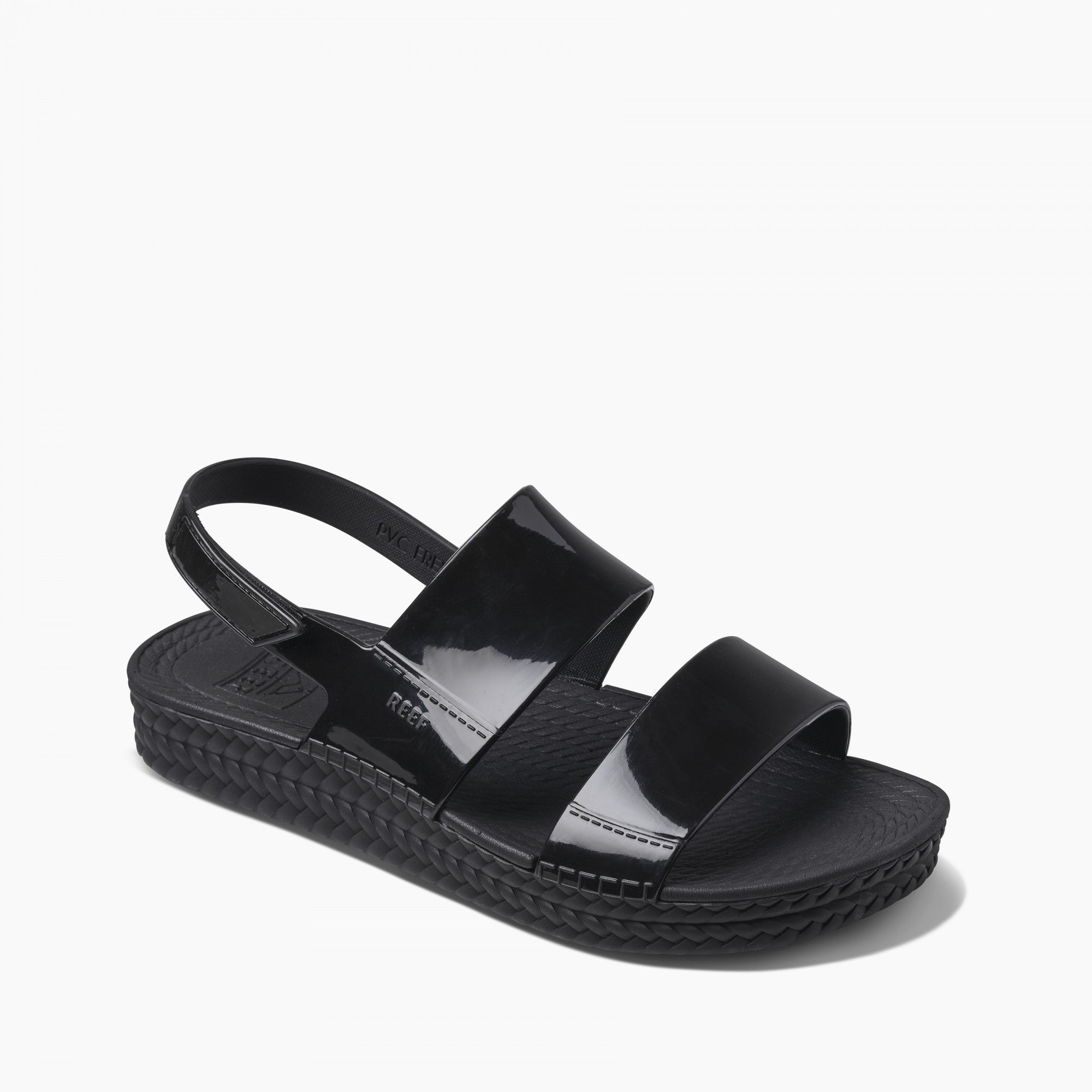 Reef Water Vista Women\'s Beach Sandals - Black Shine - Angle