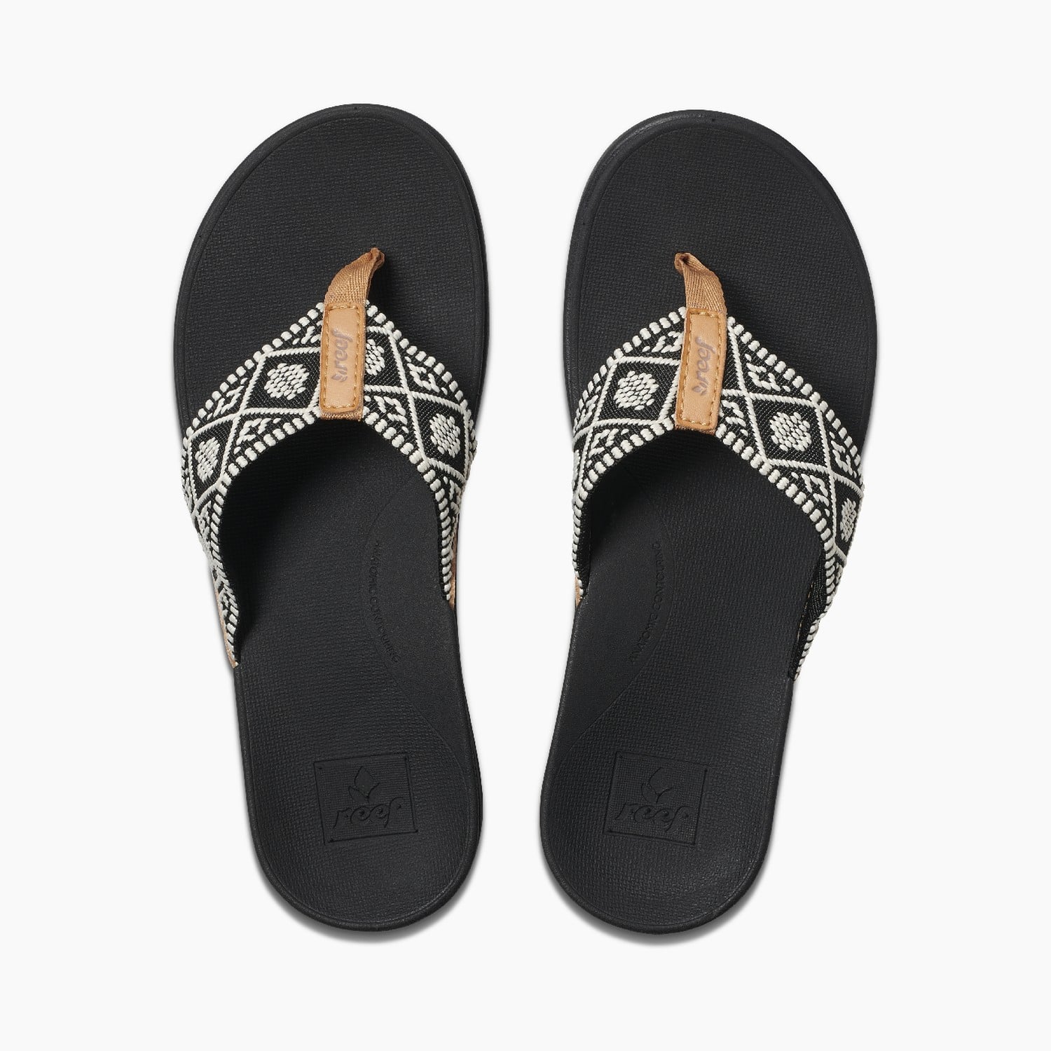 Reef Ortho Woven Women's Sandals - Black/white - Top