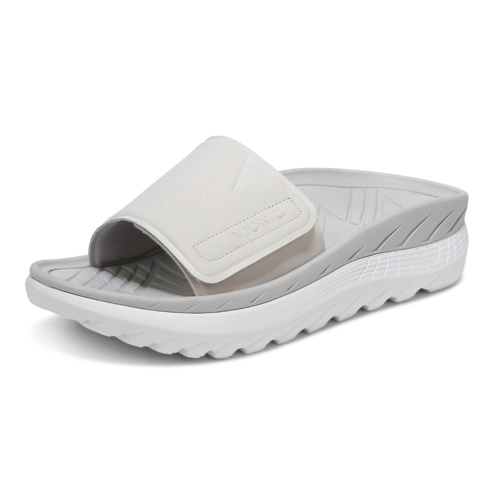 Vionic Rejuvenate Unisex Slide Recovery Sandals - White/vapor - Left angle