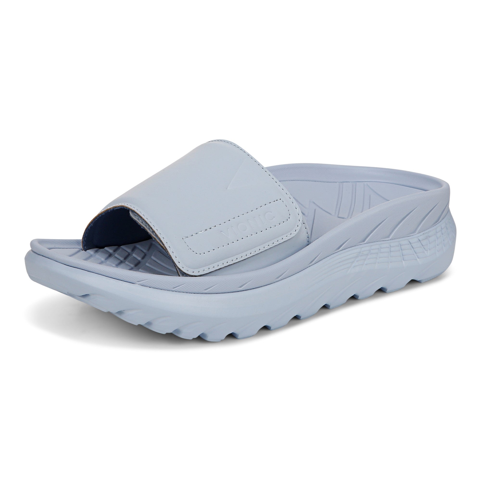 Vionic Rejuvenate Unisex Slide Recovery Sandals - Skyway Blue - Left angle