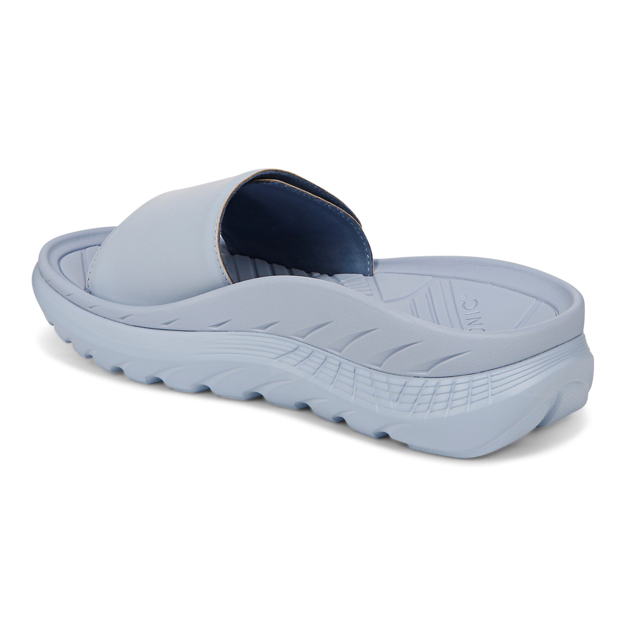 Vionic Rejuvenate Unisex Slide Recovery Sandals - Skyway Blue - Back angle
