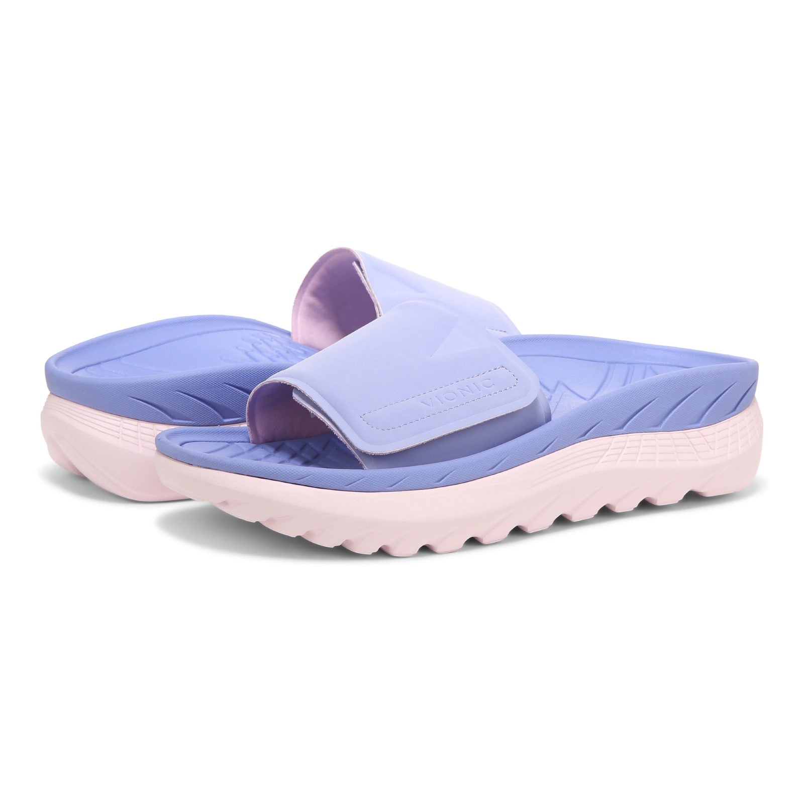Vionic Rejuvenate Unisex Slide Recovery Sandals - Dusty Lavender - pair left angle