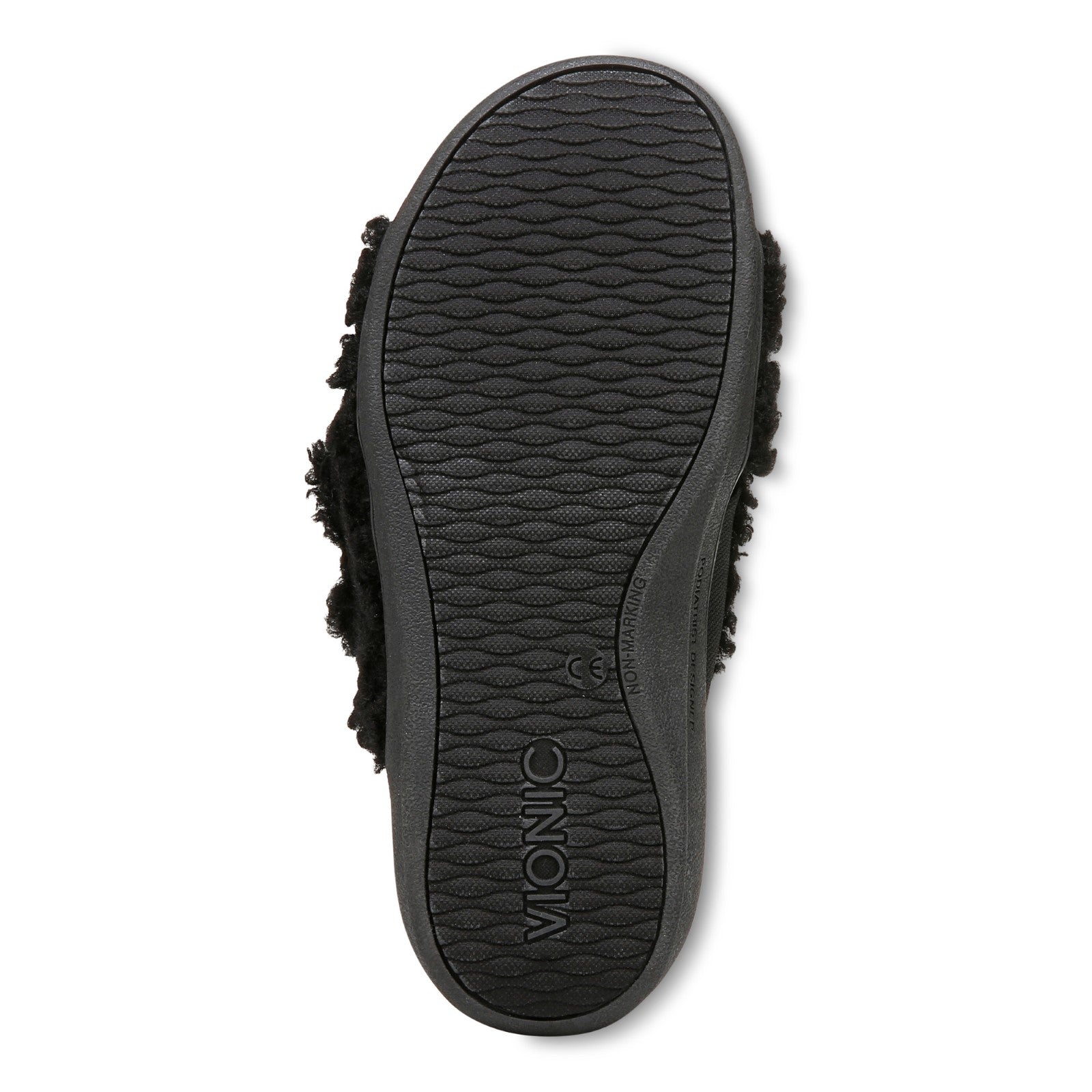 Vionic Relax Ii womens Slide Slipper - Black Shearling - Bottom
