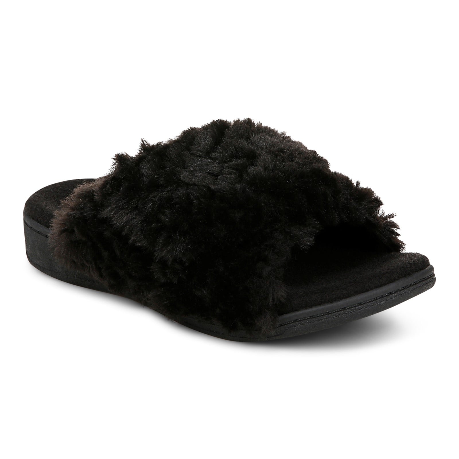 Vionic Relax II Women's Orthotic Slide Slippers in Black Fur