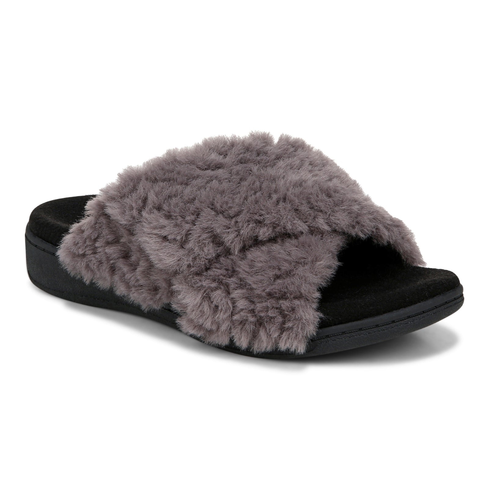 Vionic Relax II Women's Orthotic Slide Slippers in Charcoal Fur