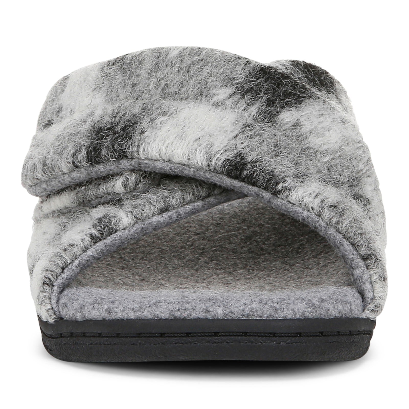 Vionic Relax II Women's Orthotic Slide Slippers - Grey Multi Camo Felt - Front