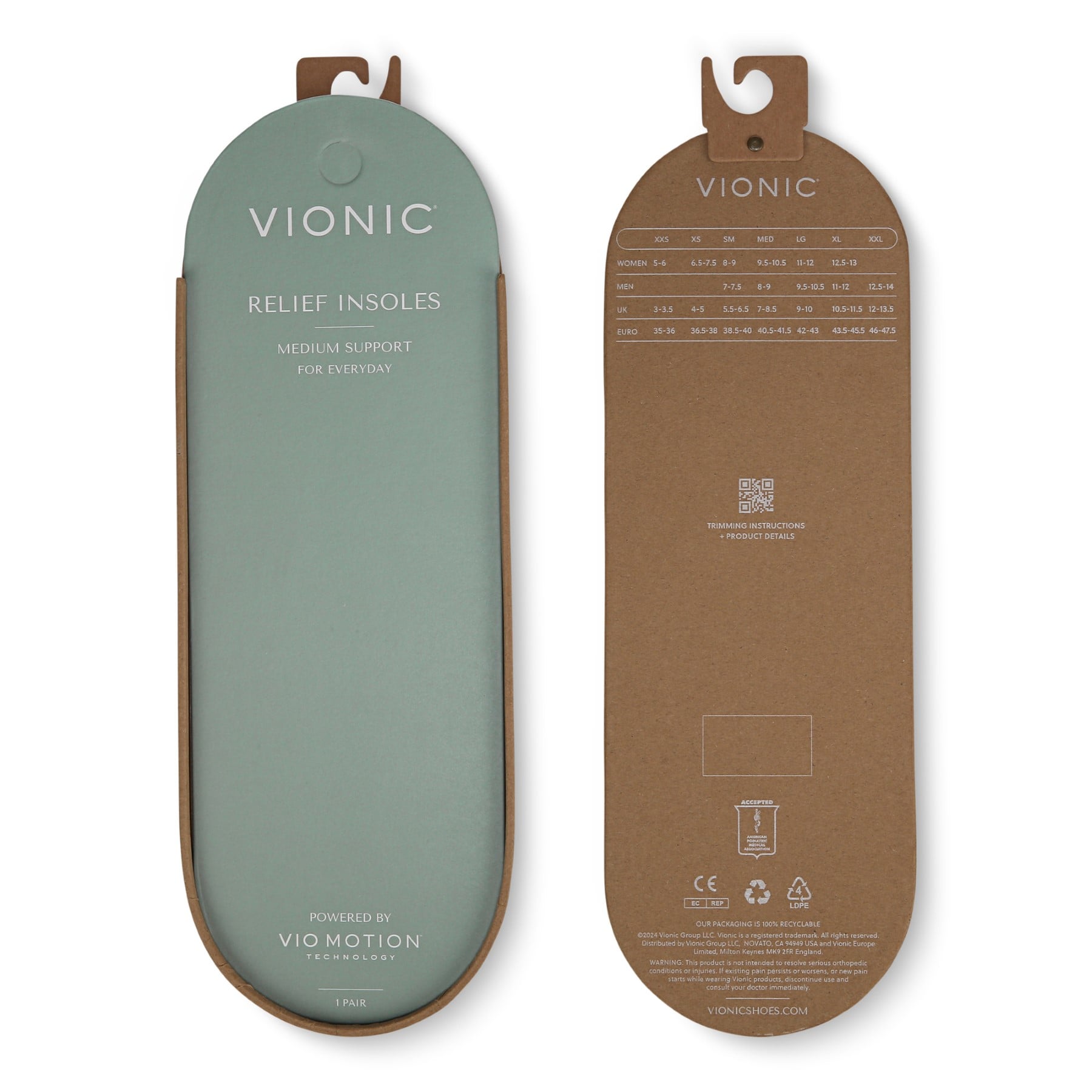 Vionic Relief Full-Length Orthotic Insoles - Unisex Comfort for Everyday - One Color - Bottom