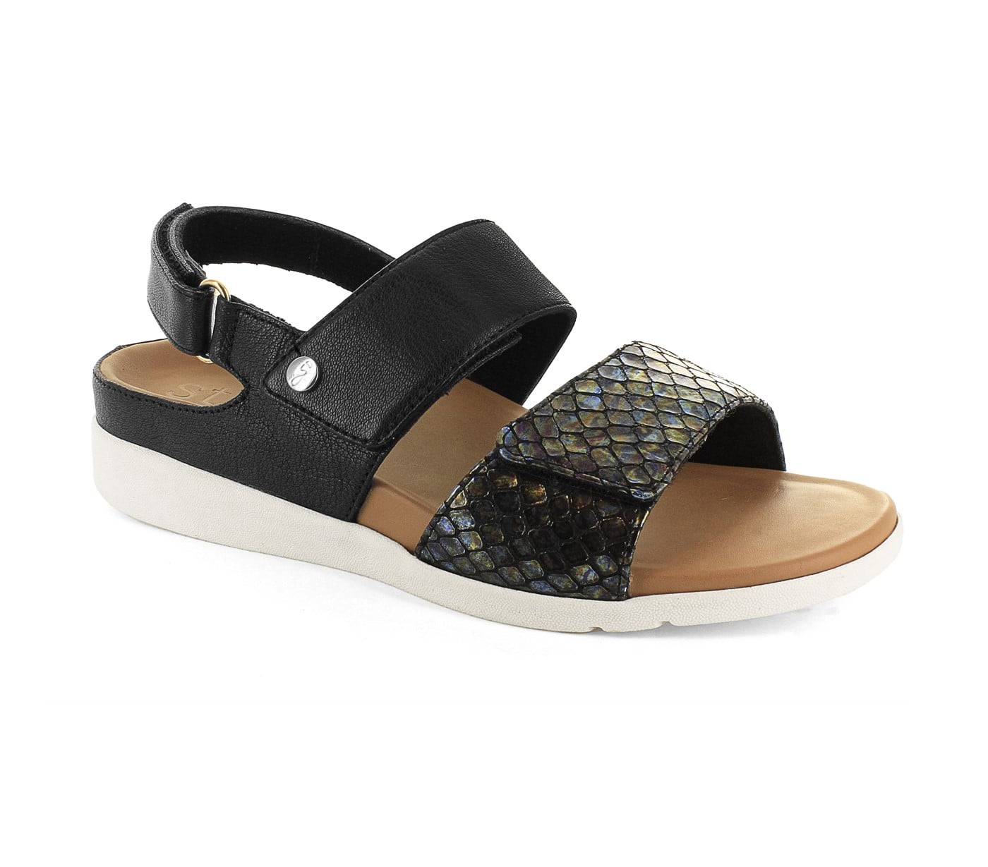Strive Riviera II - Women's Fully Adjustable Arch Supportive Sandal in Black/Snake