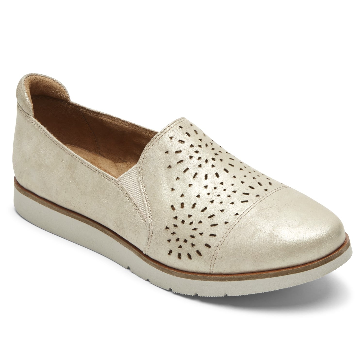 Cobb Hill Laci Twin-gore Women's Slip-on Comfort Shoe - Metallic Leather - Angle