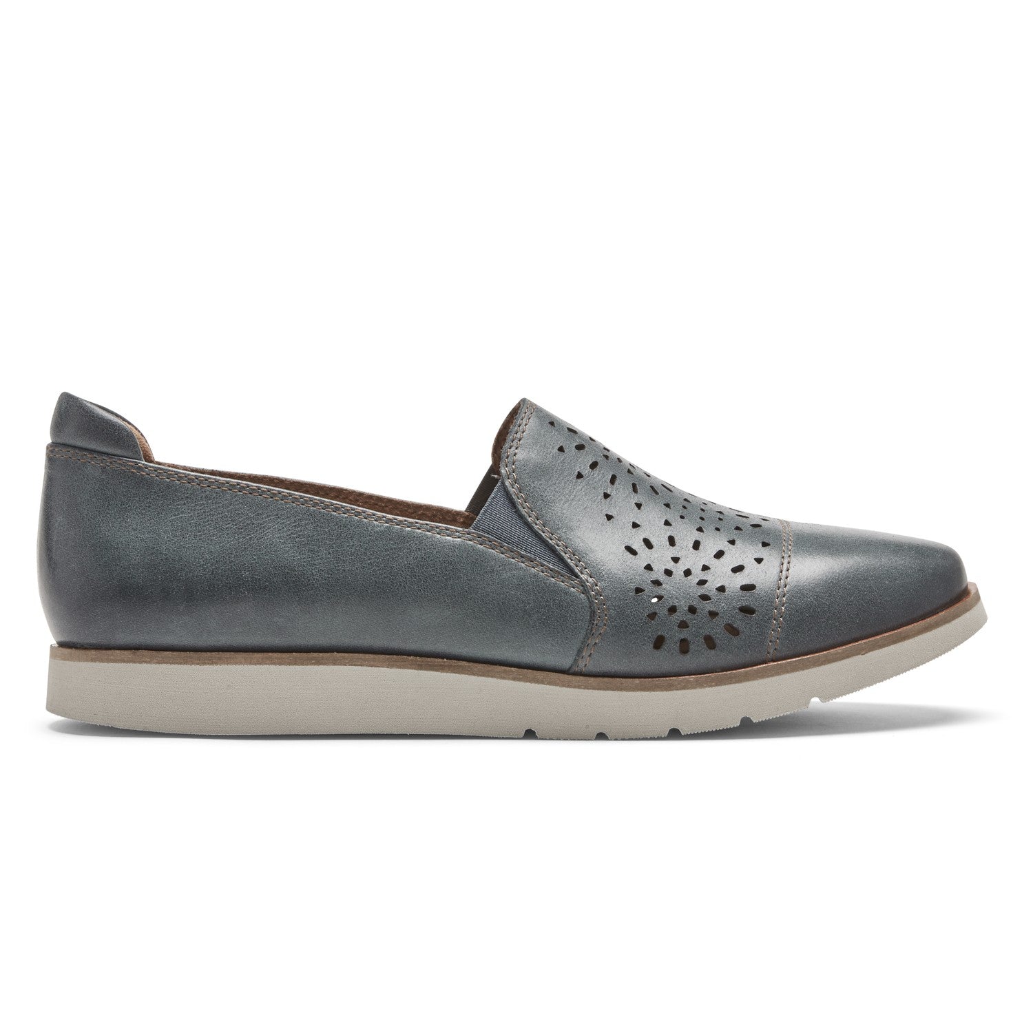 Cobb Hill Laci Twin-gore Women's Slip-on Comfort Shoe - Teal Leather - Side