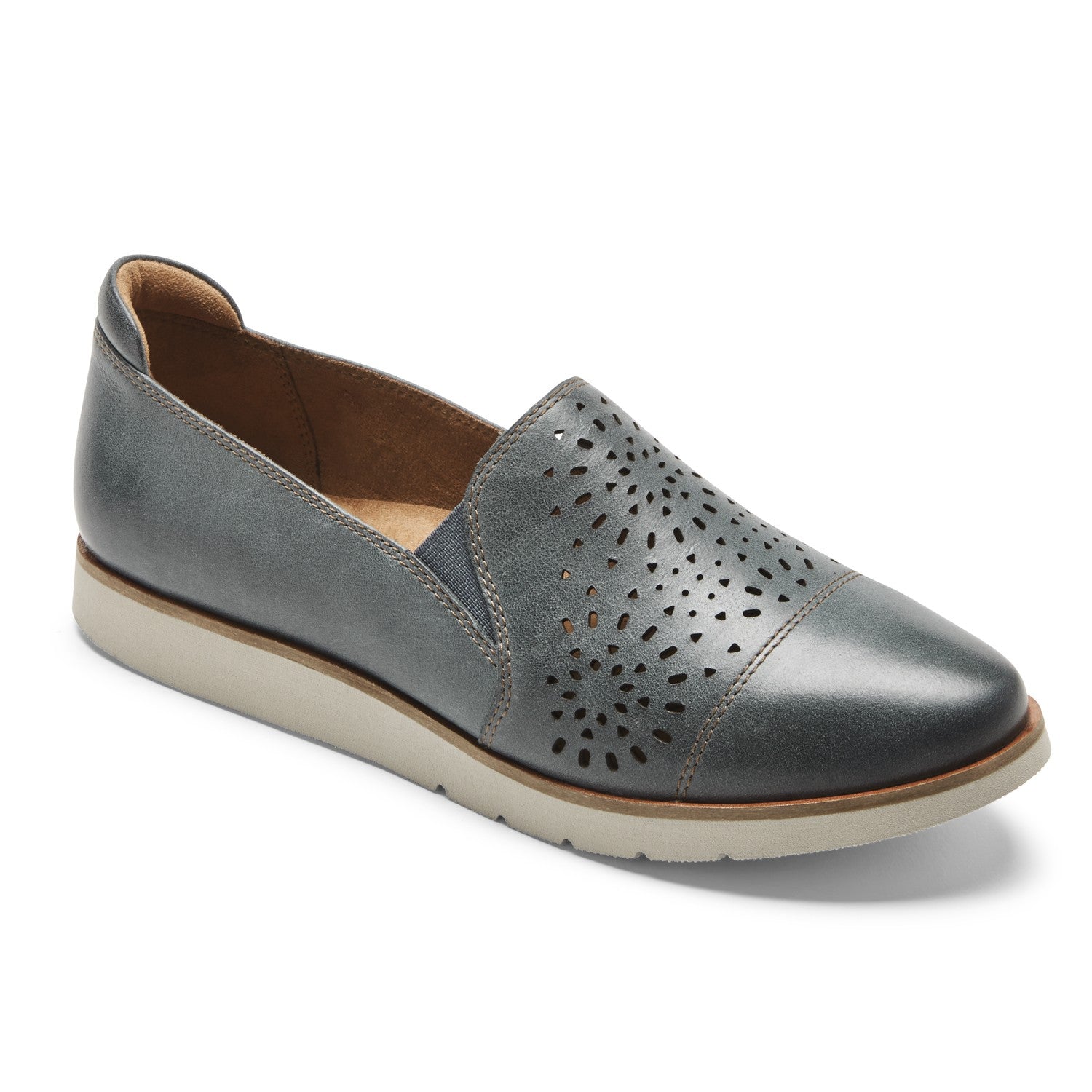 Cobb Hill Laci Twin-gore Women's Slip-on Comfort Shoe in Teal Leather