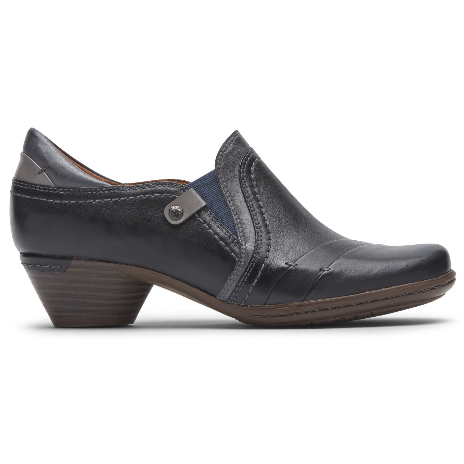 Cobb Hill Laurel Slip-on Women's Heeled Sandal - Blue Leather - Side