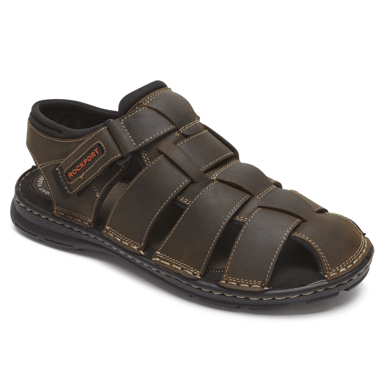 Rockport Darwyn Fisherman - Men's Slingback Sandal - Brown Leather - Angle